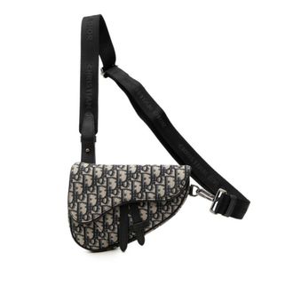 Dior Beige Navy Black Canvas Leather Sling Bag (Pre-Owned)