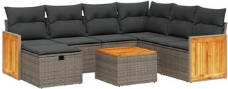 vidaXL Vidaxl - Set De Sof&aacute;s De Jard&iacute;n 8 Pzas Y Cojines Rat&aacute;n Sint&eacute;tico Gris