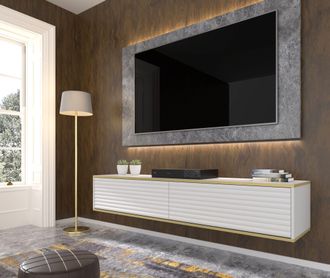 AC-D&eacute;co Mueble De Tv Subi 180 Cm Colgante Ranurado Blanco Mate