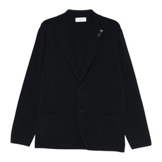 Lardini Blazers, male, Blue, Size: XL Notched Lapel Blazer