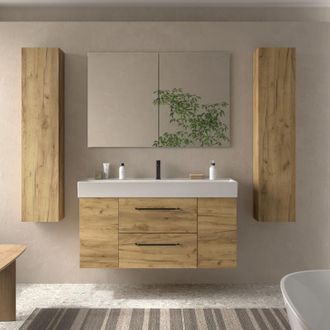 Cygnus Bath Mueble De Ba&ntilde;o Morai Plus 120cm Roble Lavabo Veneto Porcelana 1p