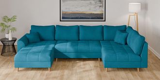 HOME AFFAIRE Wohnlandschaft »CHARRE U-Form mit Ottomane, Masse B/T/H: 310/161/81 cm« feine Steppung, lose Rücken- und Zierkissen, auch in Cord und Bouclé