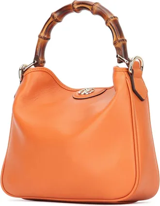 Gucci Womens With Shoulder Bag Orange Calf Skin