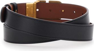 Valentino Garavani Mens Leather Belt Reversible Black Calfskin