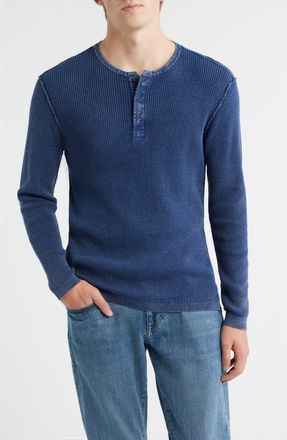 Schott NYC Stonewash Cotton Henley Sweater in Navy at Nordstrom, Size Xx-Large