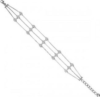 Allurez 3 Rows Bezel Set Diamond Station Bracelet 14K White Gold (1.00ct)