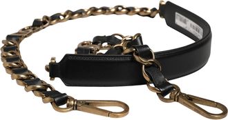 Dolce & Gabbana Black Leather Gold Chain Bag Accessory Shoulder Womens Strap