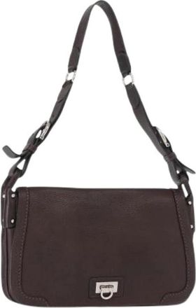 Ferragamo Pre-owned Shoulder Bags, female, Brown, Size: ONE SIZE Pre-owned Leather Shoulder Bag