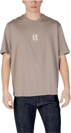 A|X Armani Exchange Geprint T-shirt met korte mouwen en ronde hals - Heren - T-shirts - Bruin - 2XL - Katoen - Tops