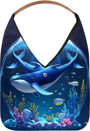 Generic Whale Crystal Ball Reusable Lightweight Grocery Bags - Foldable Into Compact Pouch, Washable & Sturdy, Multipurpose for Shopping and Travel