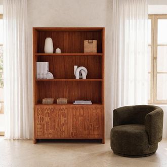 Maisons du monde Librer&iacute;a de 2 puertas de madera de acacia con 3 estantes, 127 cm