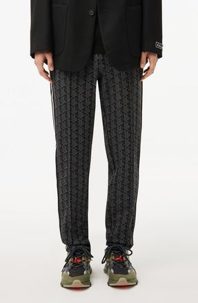 Lacoste Regular Fit Geo Print Track Pants in Black/Graphite at Nordstrom, Size 8