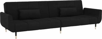 vidaXL Sof&aacute; Cama De 2 Plazas Con Dos Almohadas Terciopelo Negro Vidaxl