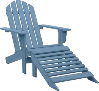 vidaXL Vidaxl - Garden Adirondack Chair with Ottoman Solid Fir Wood Blue