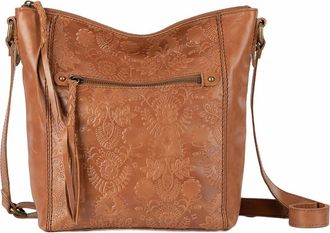 The Sak Ashland Leather Crossbody Bag in Tobacco Floral Emboss at Nordstrom