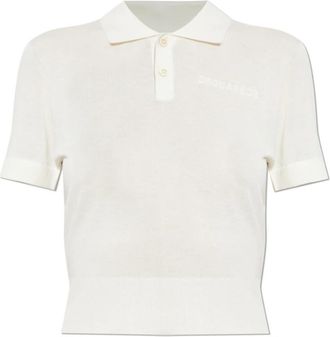 Dsquared2 Polo Shirt met Geborduurd Logo - Dames - Polos - Beige - S - Wol - Tops