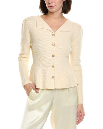 Gracia Textured Collared Peplum Cardigan