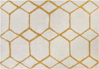 Beliani Beliani - Alfombra De Algod&oacute;n Blanco Crema Amarillo 160 X 230 Cm A Mano Geom&eacute;trico Beyler