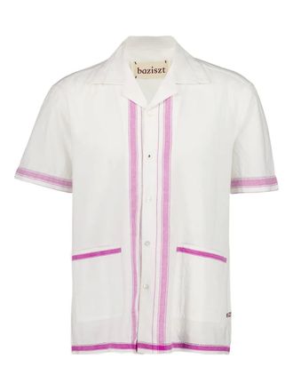 Baziszt Overhemd met gestreepte zak - Wit