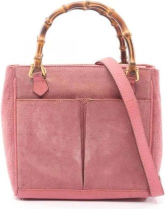 Gucci Pre-owned Handbags, female, Pink, Size: ONE SIZE Pre-owned Suede Handbag