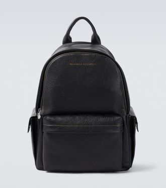 Brunello Cucinelli Logo leather backpack