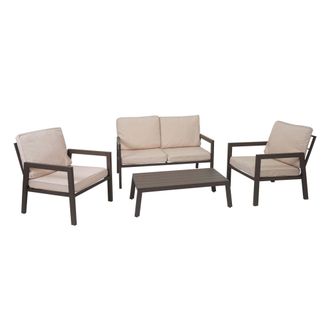 Hhg Hhg - Conjunto 290, Conjunto De Sal&oacute;n De Jard&iacute;n Conjunto De Sal&oacute;n Sof&aacute;, Metal, Tapicer&iacute;a Crema-blanco