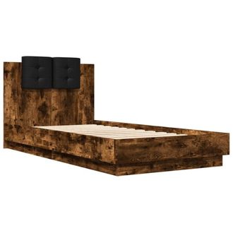 Berkfield Home Soft Bed Frame without Mattress Smoked Oak 75x190 cm Small Single in Brown