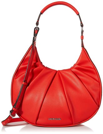Calvin Klein Womens Myla Novelty Hobo Shoulder Bag, Crimson, One Size
