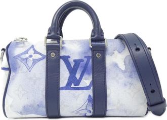 Louis Vuitton Blue Coated Canvas Boston Bag (Pre-Owned)