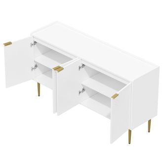 STILVORA Aparador Con 4 Puertas Y Estantes Ajustables, Estilo Lujo Moderno, En Mdf, 140&times;38&times;75 Cm, Blanco