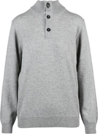 KANGRA Pullover met knopen - Heren - Ronde hals truien - Grijs - XL - Wol - Truien & Vesten