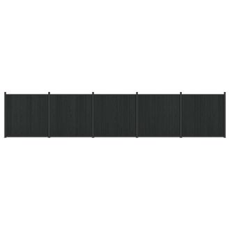 vidaXL Panel De Valla 5 Pcs Wpc Y Aluminio Negro Vidaxl