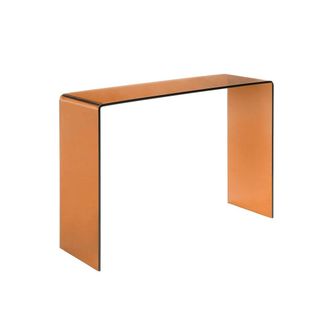 Sweeek Consola rectangular de cristal templado, 110cm, ambar