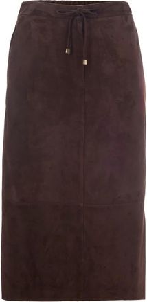 Max Mara Midi Rok - Dames - Midirokken - Bruin - XS - Leer - Rokken