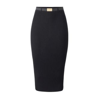 Elisabetta Franchi Midi Skirts, female, Black, Size: XL Black Skirts with Gold-tone Belt