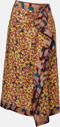 Dries Van Noten Printed ruffled midi skirt