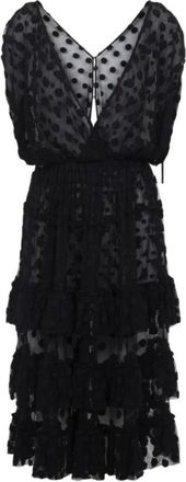 Dries Van Noten Jurken - Dames - Feestkleedjes - Zwart - S - Nylon - Kleedjes