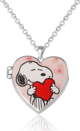 Peanuts Snoopy Heart Locket Pendant Necklace Silver Tone Officially Licensed at Nordstrom, Size 16