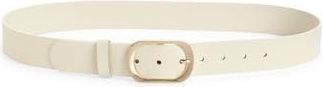 Nordstrom Oval Buckle Leather Belt in Ecru at Nordstrom Rack, Size Medium