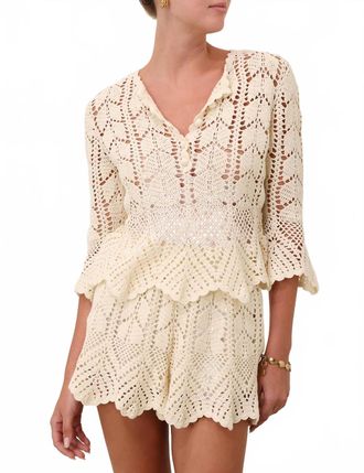 Zimmermann Awaken Lace Crochet Top In Cream