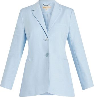 Michael Michael Kors tailored single-breasted blazer - women - Polyester/Linen/Flax/Viscose - 4 - Blue