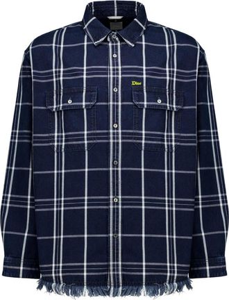Dior Ruitjes Overshirt - Heren - Casual Overhemden - Blauw - XL - Katoen - Overhemden