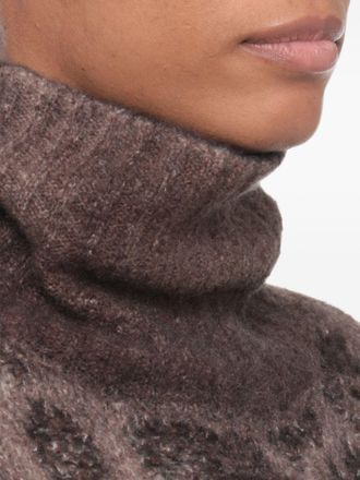 Avant Toi Cashmere Jacquard Turtleneck Sweater - Taupe