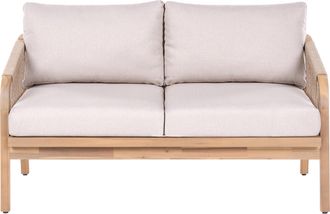 Beliani Sof&aacute; De Exterior Moderno 2 Plazas De Madera De Acacia Beige Claro Cojines Beige Claro Sumba