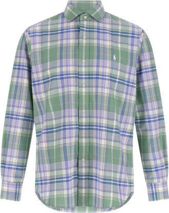 Polo Ralph Lauren Overhemden, Heren, Veelkleurig, S, Katoen, Geruite Oxford Katoenen Overhemd