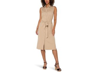 Liverpool L.A. Sleeveless Shirt Dress With Slits Womens Dress Cappuccino : LG, Polyester/Rayon/Spandex
