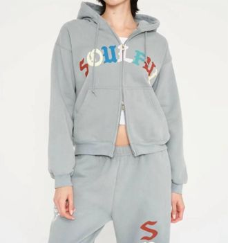 The Mayfair Group Soulful Two-Way Zip-Up Hoodie In Slate Blue