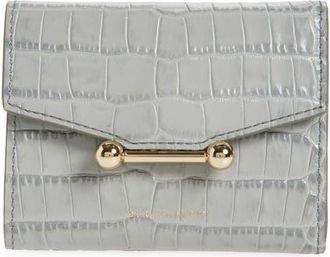 Strathberry Mosaic Croc Embossed Calfskin Trifold Wallet in Stone Grey at Nordstrom