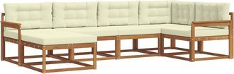vidaXL Conjunto De Sof&aacute;s De Exterior 6 Uds. Natural Y Crema Vidaxl
