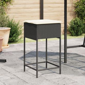 vidaXL Sgabelli da Bar con Cuscini 2 pz Neri in Polyrattan Vidaxl